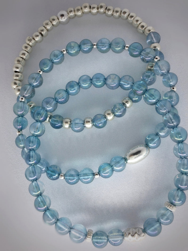 A144 - Aqua Aura mit Hill Tribe Silber