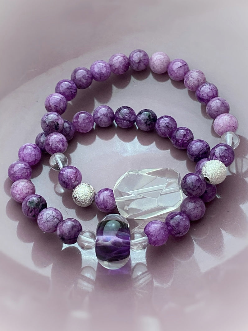 A376 - Purple Rutilquarz mit Bergkristall
