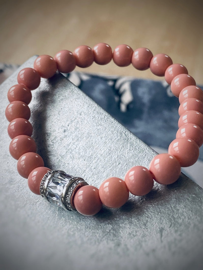 A611 - Rosa Glasperlen mit Zirkon