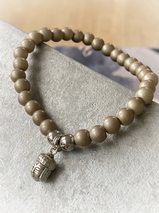 A649 - Braun-Metallic Glasperlen mit Buddha