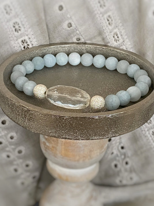 A683 - Blaue Jade mit Bergkristall