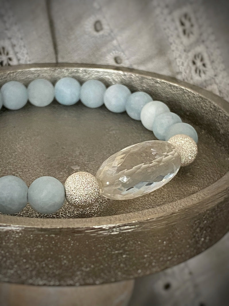 A683 - Blaue Jade mit Bergkristall