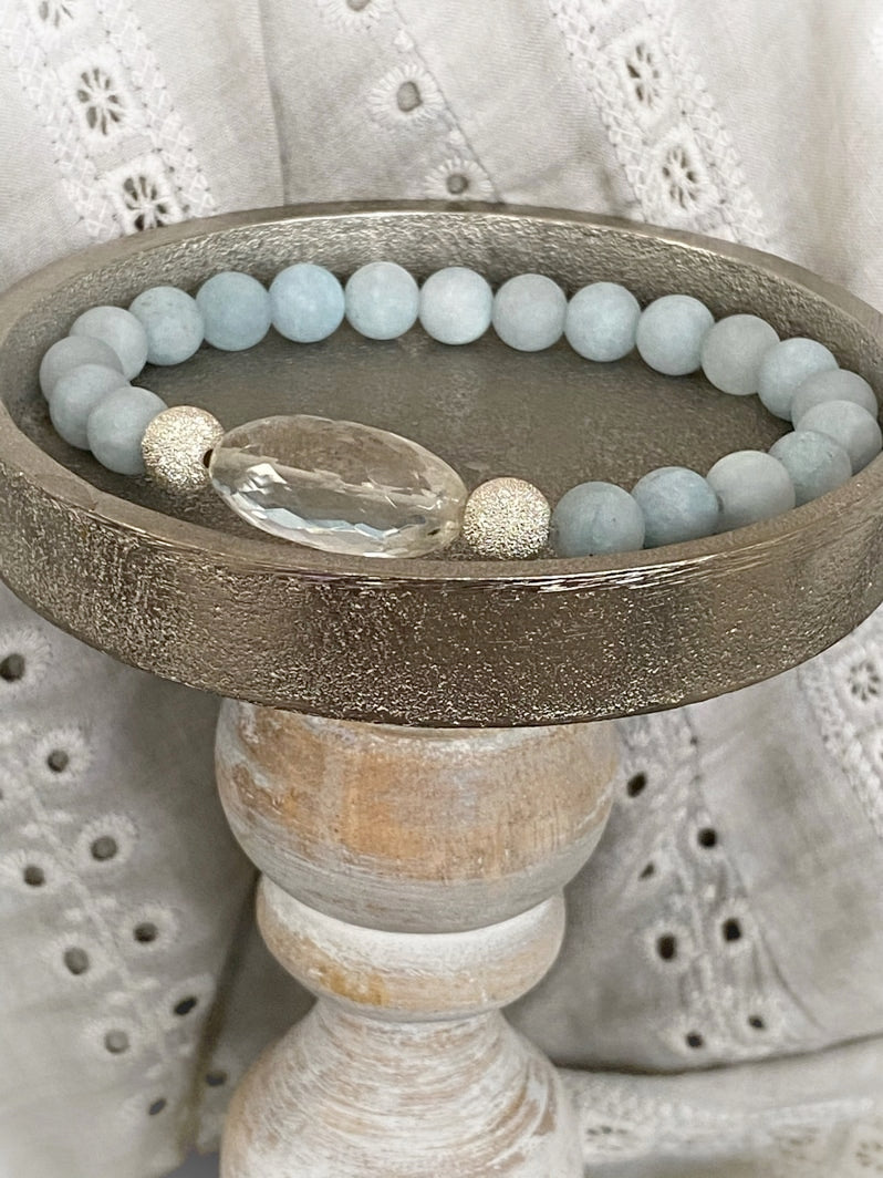 A683 - Blaue Jade mit Bergkristall