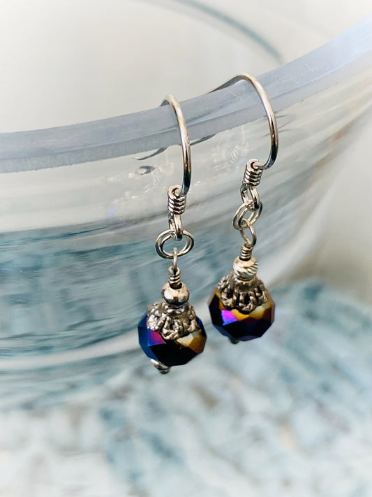 E004 - Silberohrringe mit böhmischen Glas-Perlen