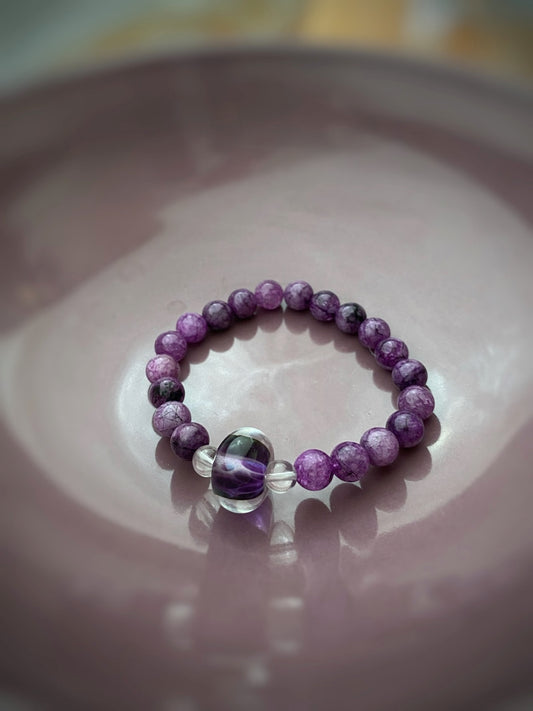 A375 - Purple Rutilquarz mit Muranoglas