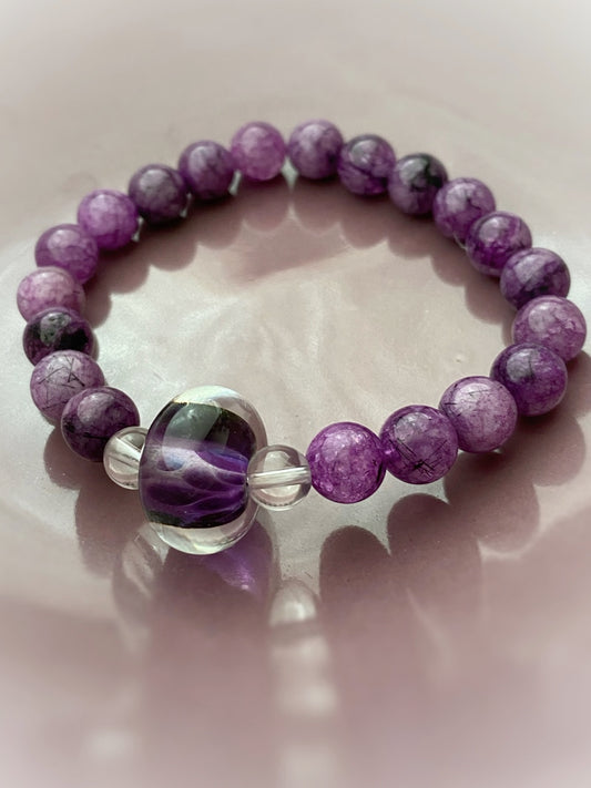 A375 - Purple Rutilquarz mit Muranoglas