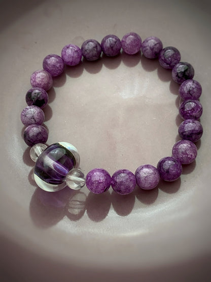 A375 - Purple Rutilquarz mit Muranoglas