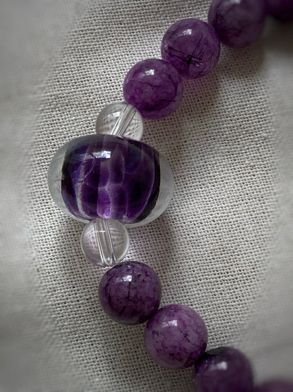 A375 - Purple Rutilquarz mit Muranoglas