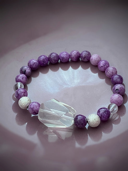 A376 - Purple Rutilquarz mit Bergkristall