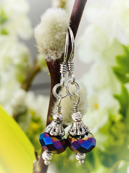 E004 - Silberohrringe mit böhmischen Glas-Perlen