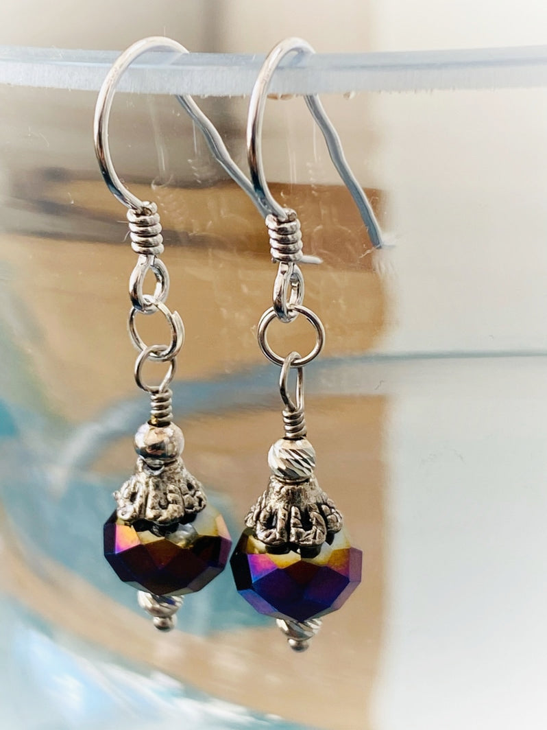 E004 - Silberohrringe mit böhmischen Glas-Perlen