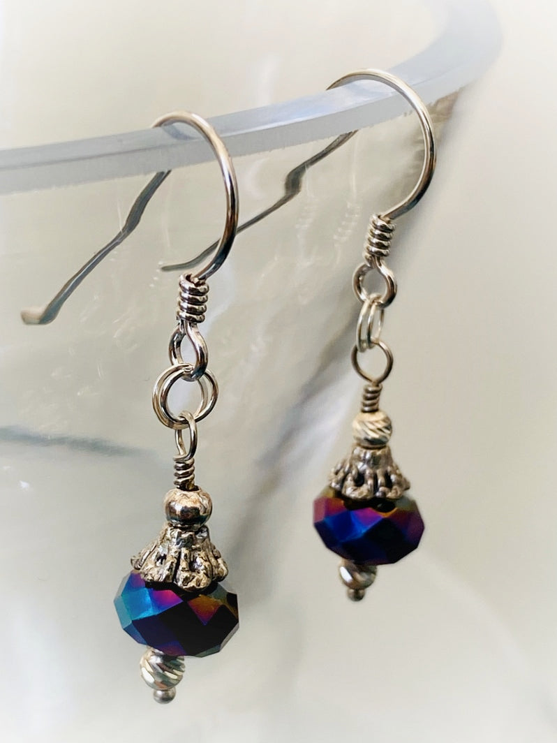 E004 - Silberohrringe mit böhmischen Glas-Perlen