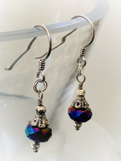 E004 - Silberohrringe mit böhmischen Glas-Perlen