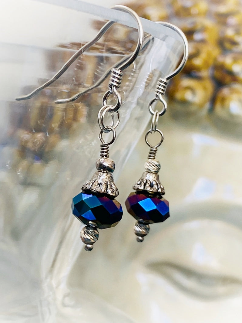 E004 - Silberohrringe mit böhmischen Glas-Perlen