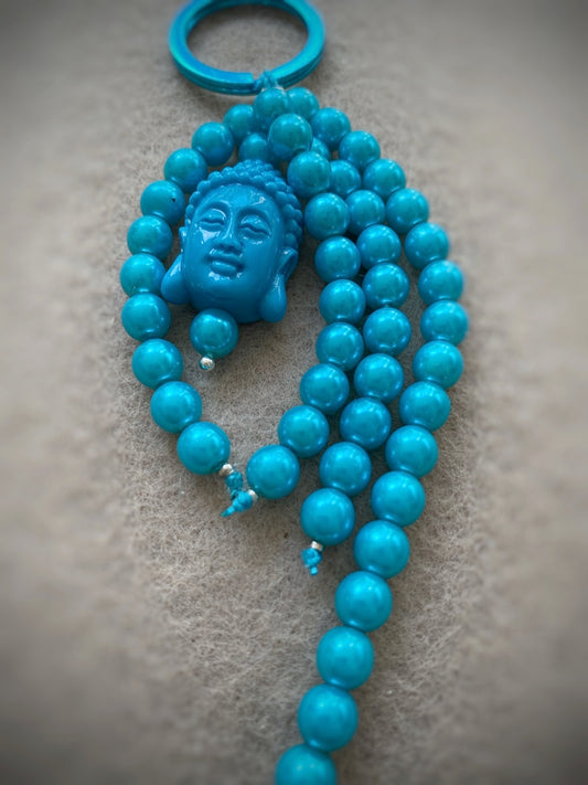 S050 - Türkisfarbener Buddha mit Glasperlen